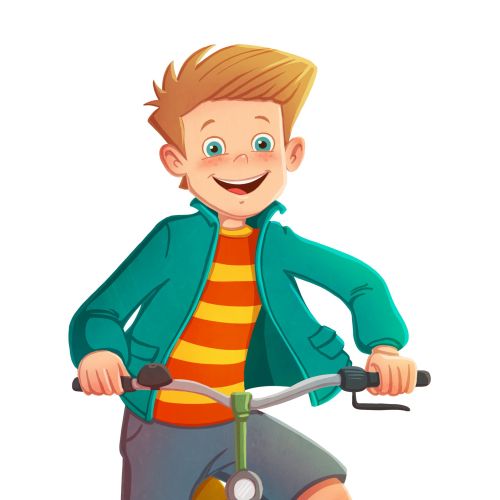 Children illustration boy on bicycle
