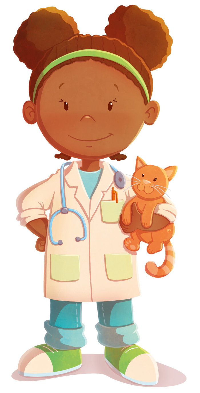 Children illustration Girl doctor
