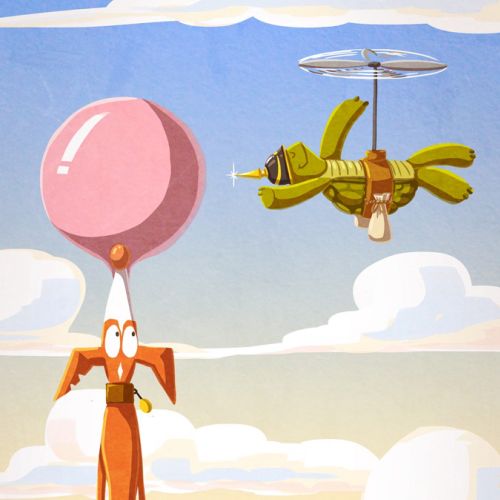 children illustration do with flying ballloon
