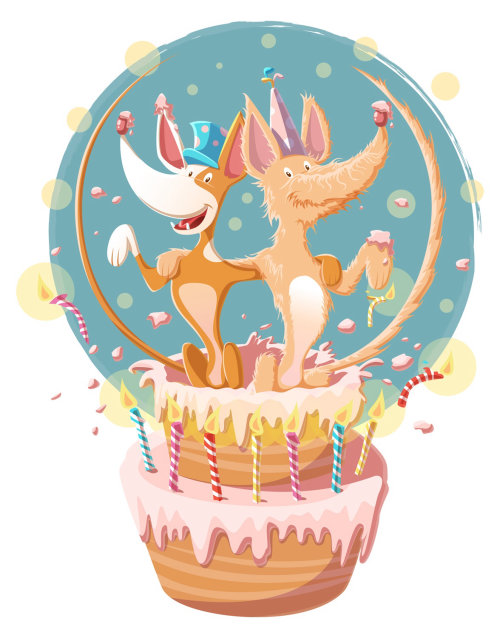 ilustração infantil aniversário de animais