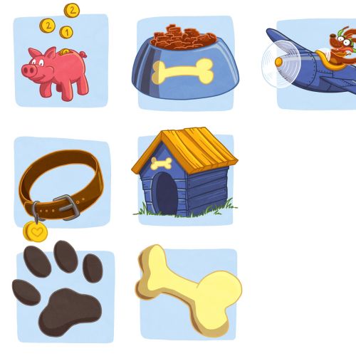 Graphic illustration of dog accessories

