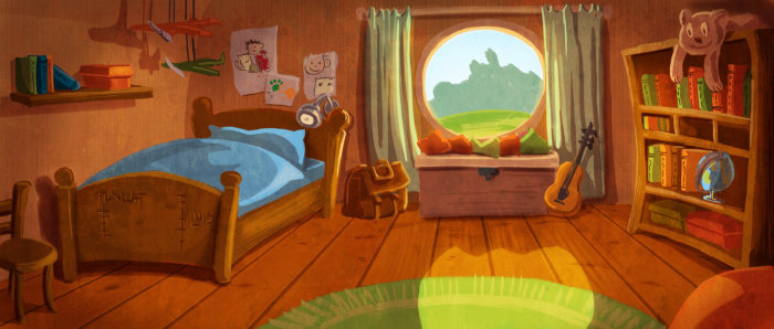 ilustración infantil dormitorio infantil