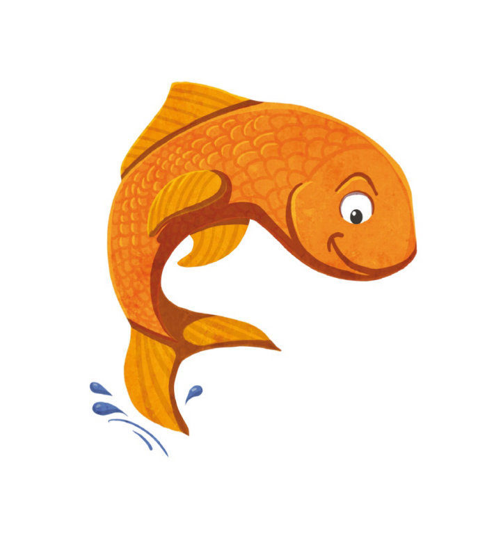 Peixe dourado de desenho de personagens