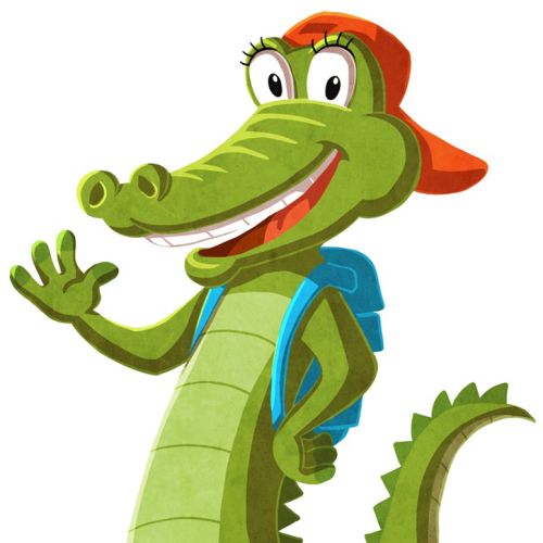 Cartoon & Humour crocodile with backpack
