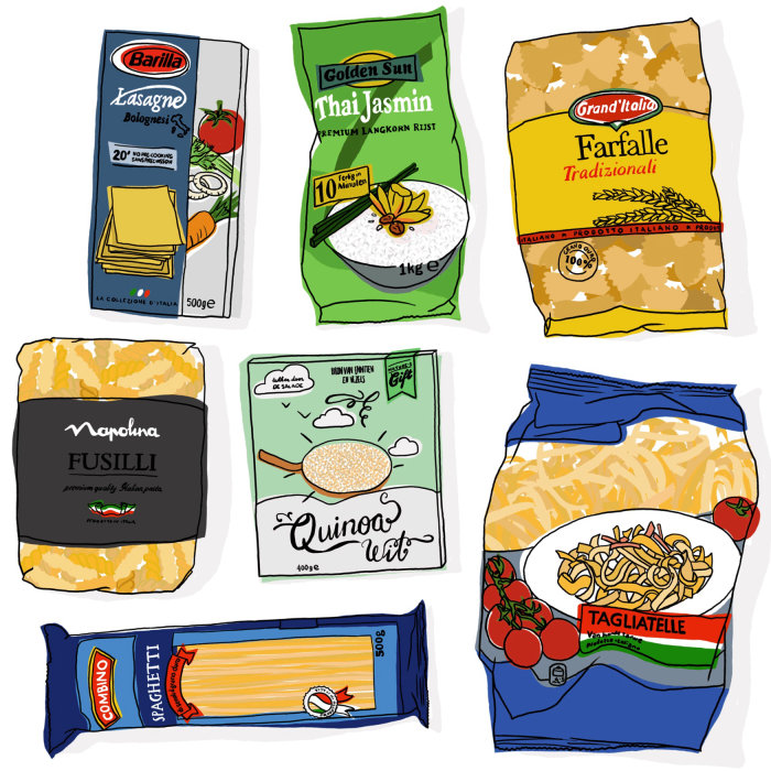Collection of packaged food illustration