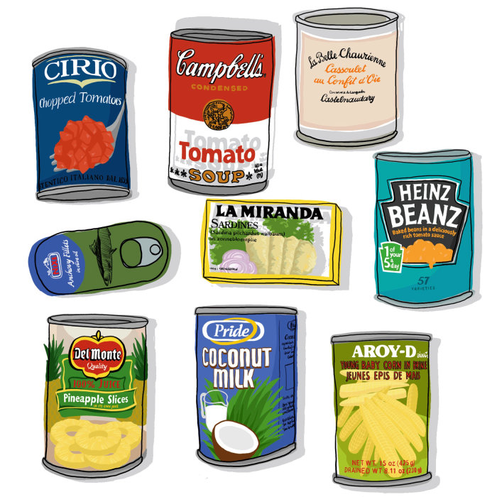 Graphic tin cans label design