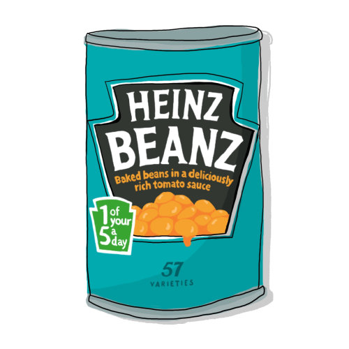 Packaging of Heinz Beanz baked beans tomato sauce