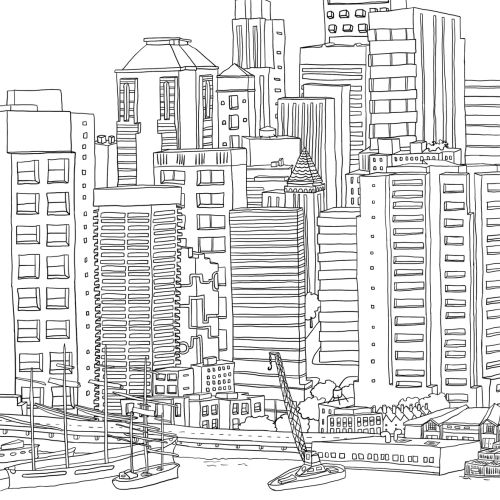 Architectural Illustration of Manhattan Panorama