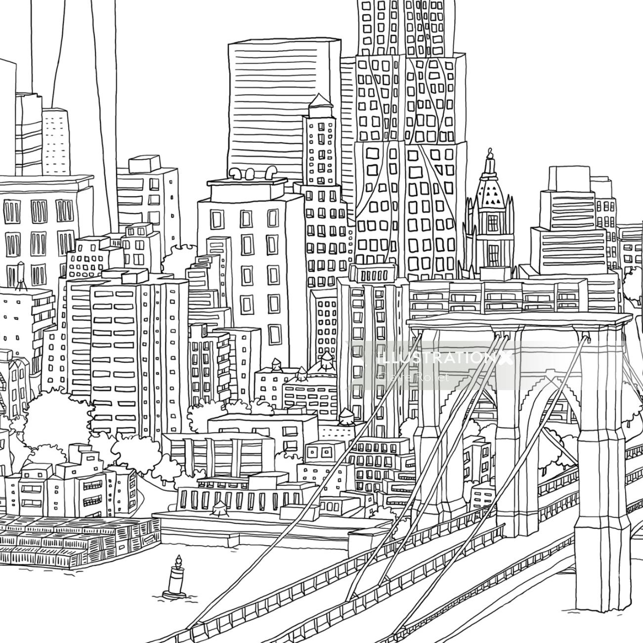 Manhattan cityscape art by Claire Rollet