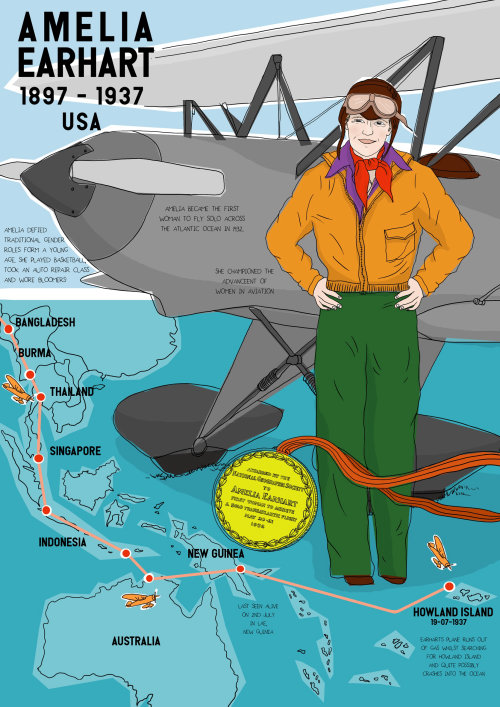 Amelia Earhart trip around the world map