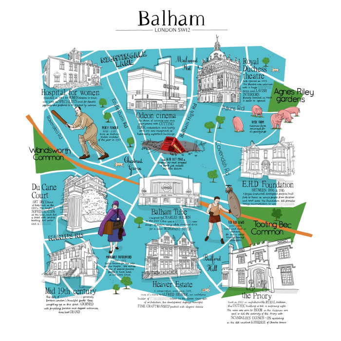 Carte du passé de Balham pour les historiens