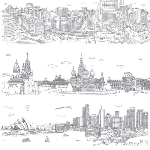 illustrated panorama of world cities by Claire Rollet