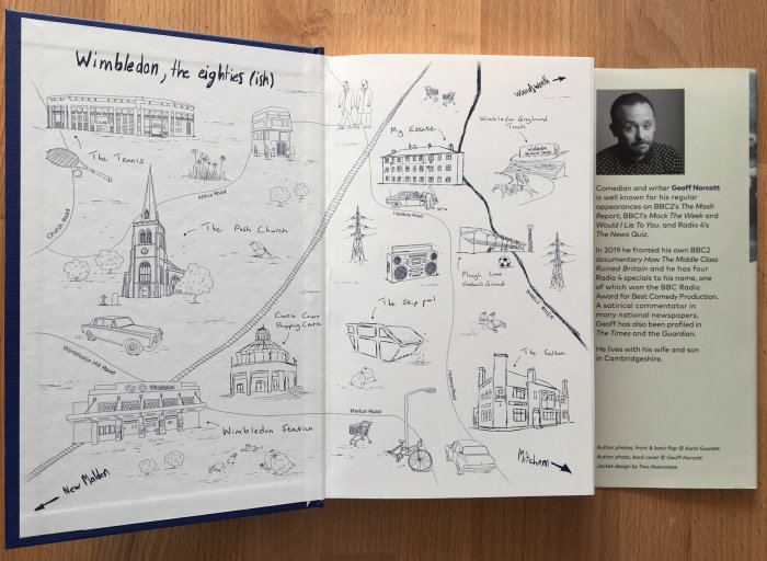 Illustration for Geoff Norcott's biography's end papers