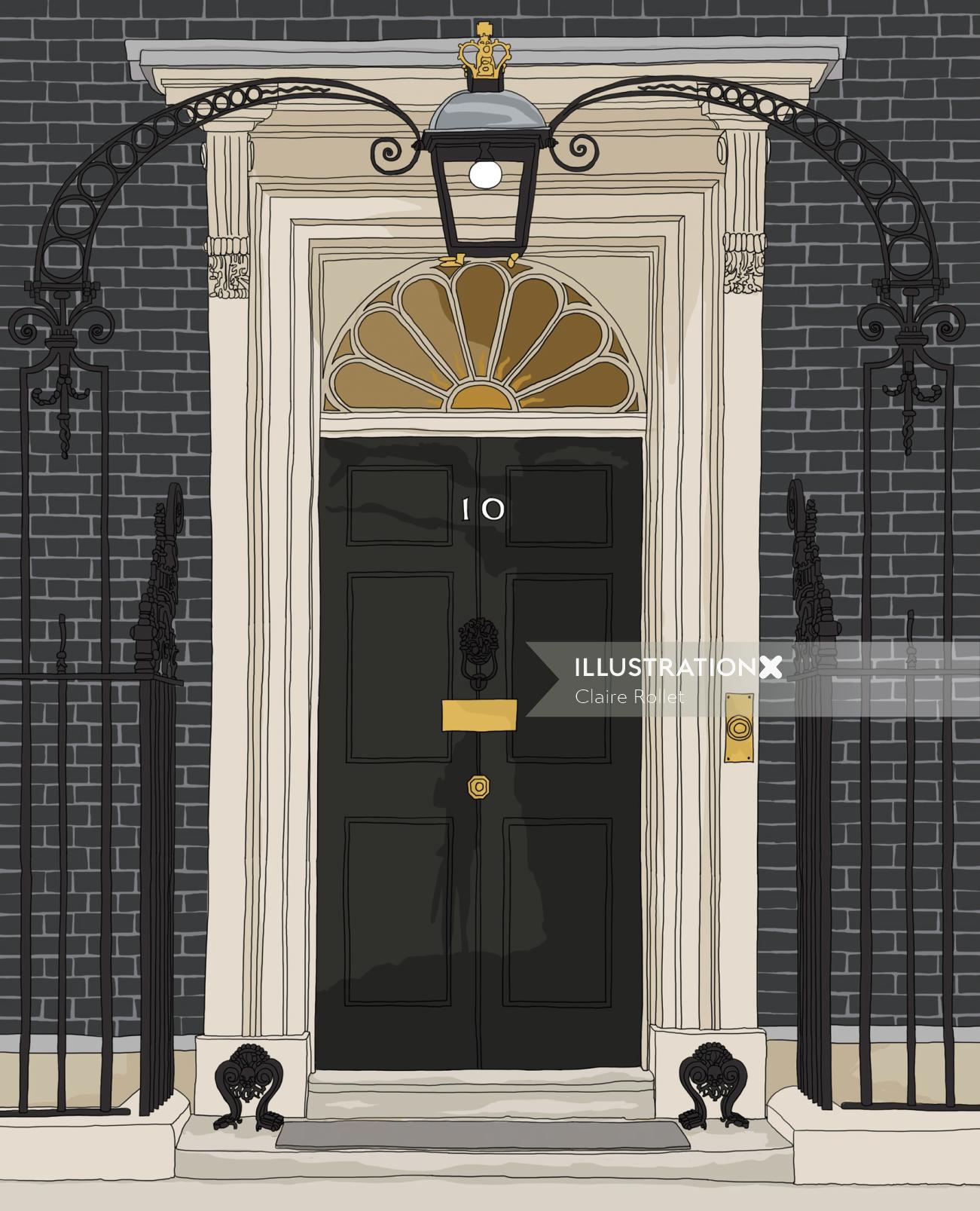 Dibujo arquitectónico del número 10 de Downing Street