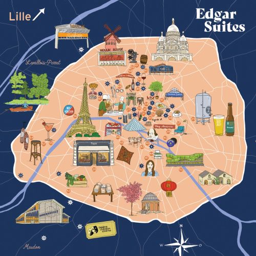 Map illustration of Edgar Suits, Paris