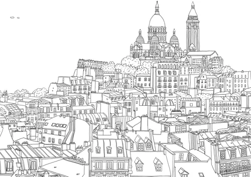 Aerial view of the rooftops of Paris, the French capital