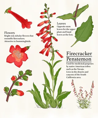 Mojave Desert plant Firecracker Penstemon artwork