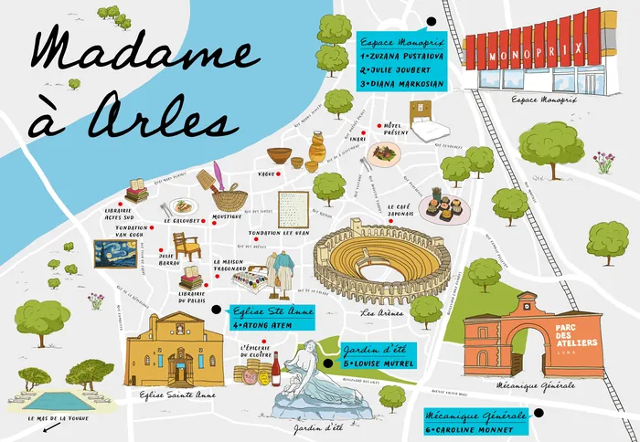 Photography festival illustrated guide map Arles
