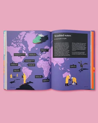 Map book open to 1960s culture and politics, by Claire Rollet