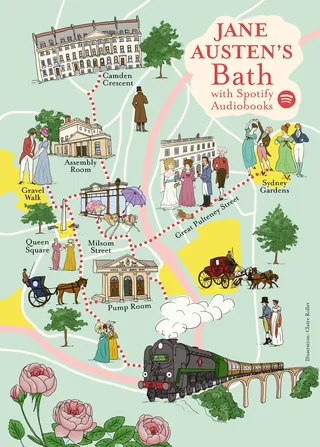 Heritage map of Jane Austen's Bath with historical sites and figures by Claire Rollet