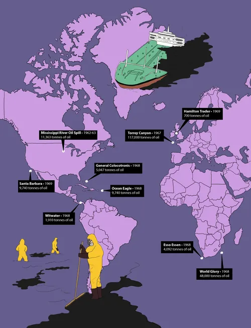 Map of historic shipwrecks and explorers worldwide by Claire Rollet