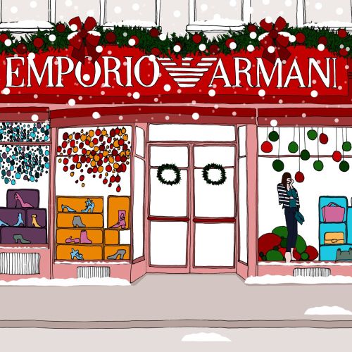 Emporio Armani showroom line illustration