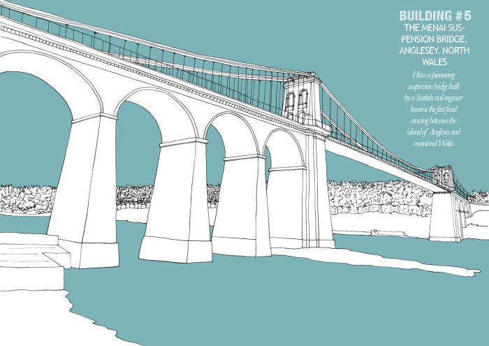 Menai bridge architecture illustration by Claire Rollet