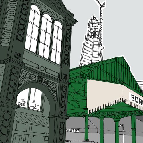 Borough market shard illustration by Claire Rollet