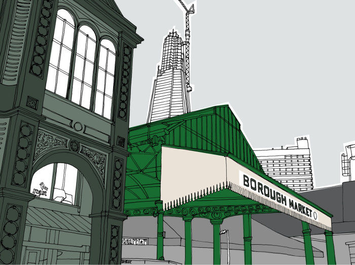 Borough market shard illustration by Claire Rollet