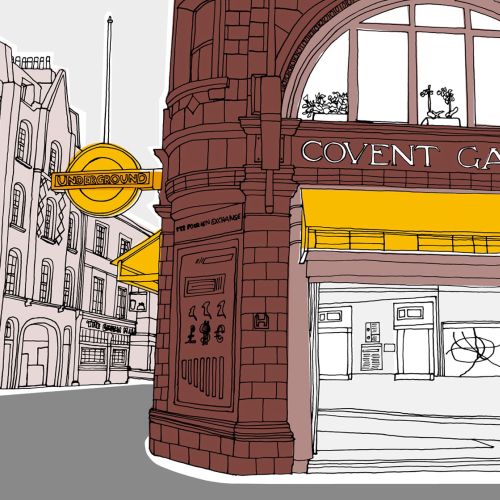 London covent garden underground illustration by Claire Rollet