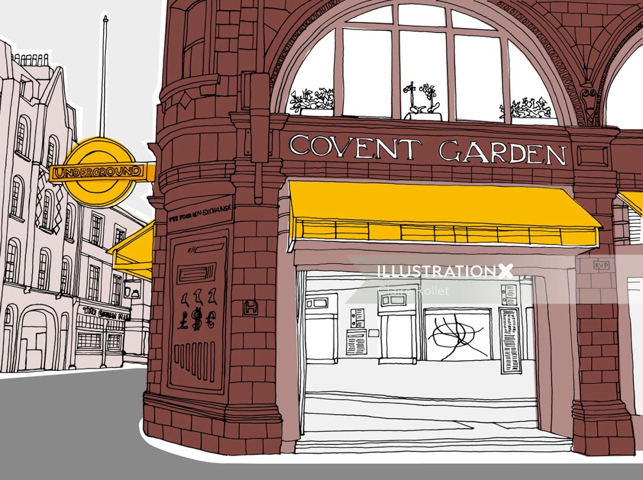 Ilustración subterránea del Covent Garden de Londres por Claire Rollet