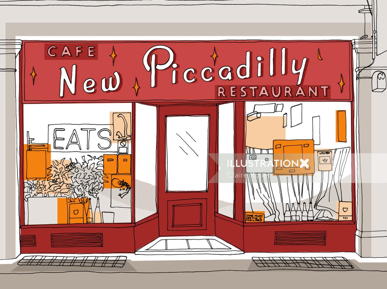 New Piccadilly Cafe illustration by Claire Rollet
