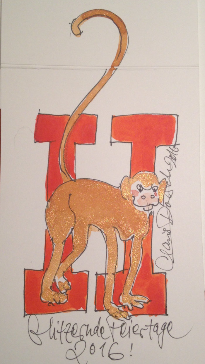 Loose Illustration of monkey with lettering
