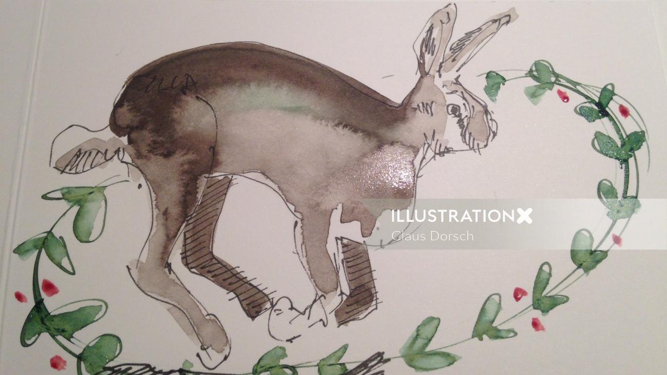 Ilustração de animal solto de canguru