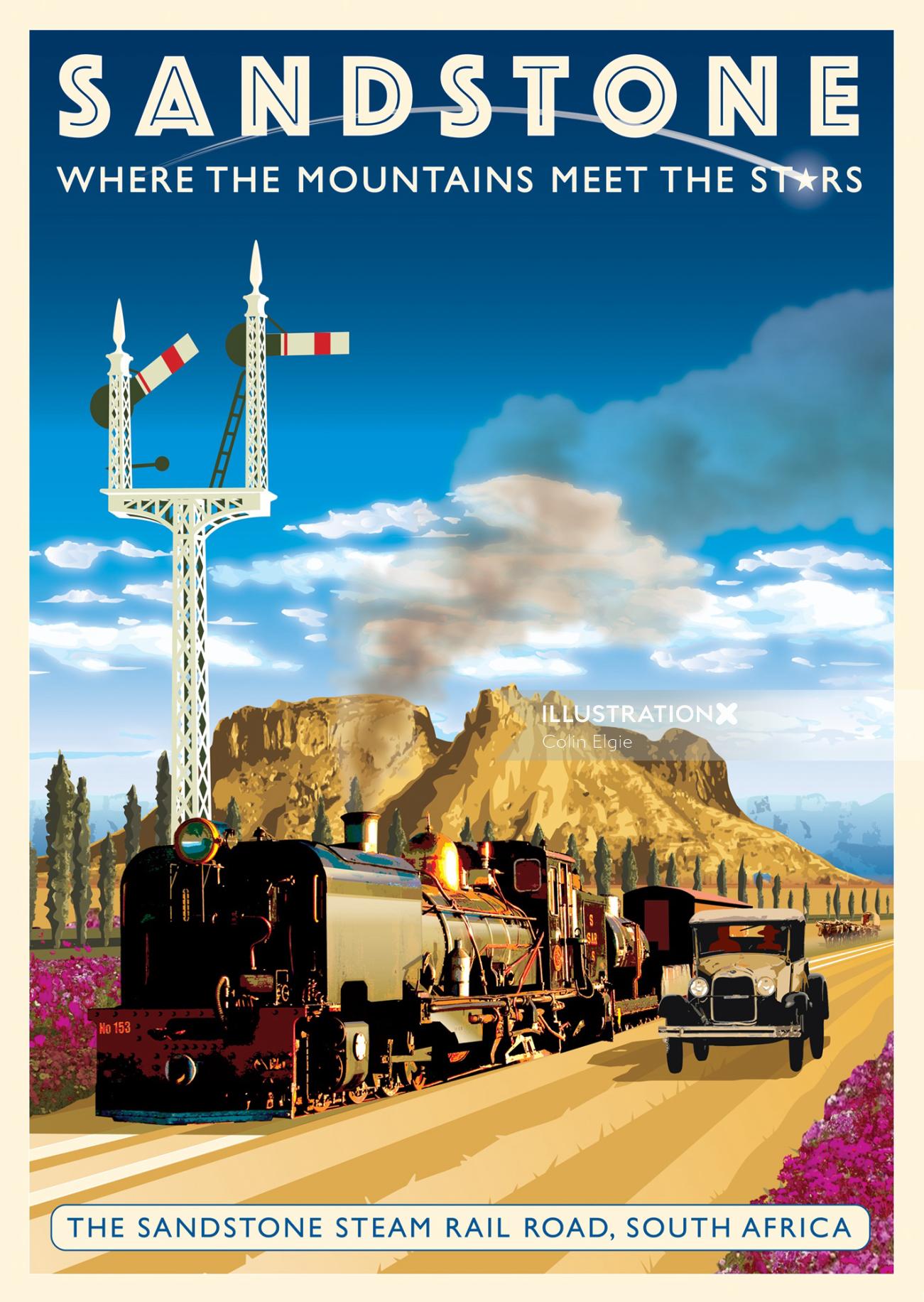 A poster for Sandstone Steam Railroad