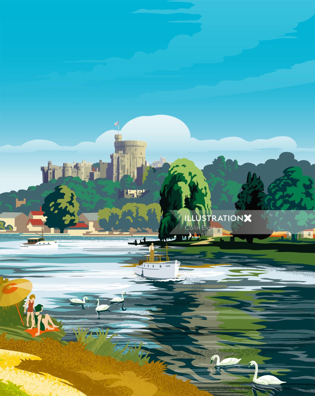 River Thames scene at Windsor Castle