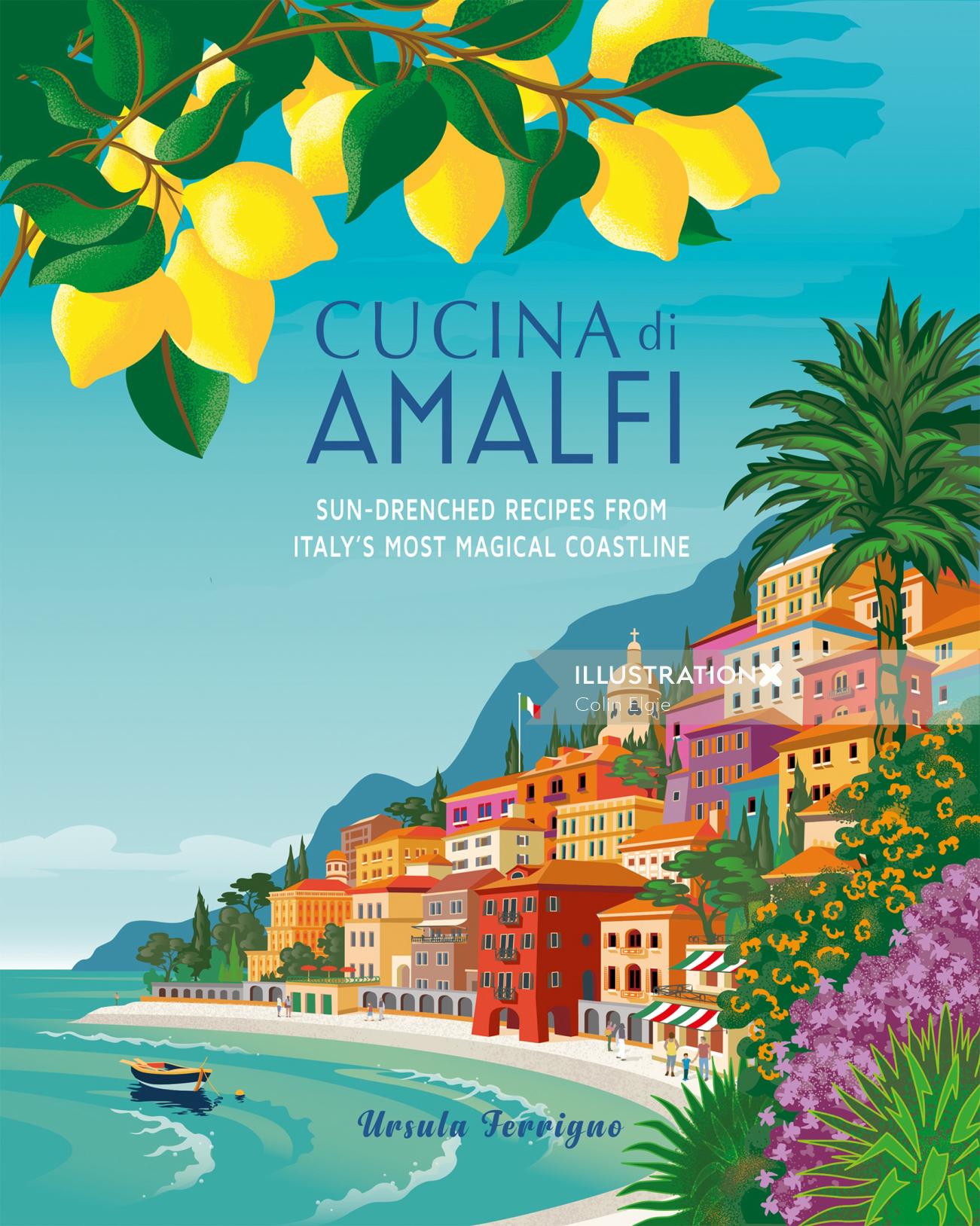 Cookbook cover design for "Cucina di Amalfi"