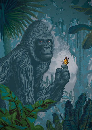 Poster art of a Gorilla holding a Butterfly