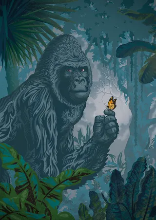 Poster art of a Gorilla holding a Butterfly