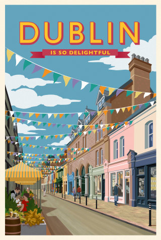 Vibrant poster showcasing Dublin's Drury Street