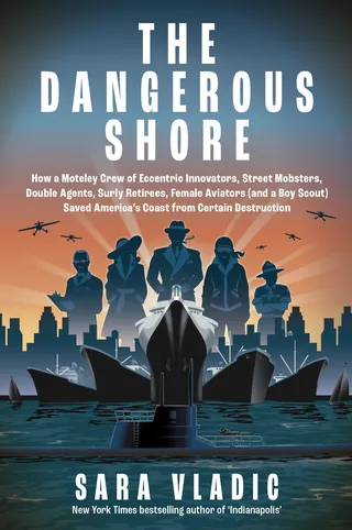 Book cover of The Dangerous Shore with silhouetted figures and a ship