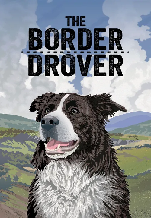 Colin Elgie illustration of a Border Collie in a rugged landscape