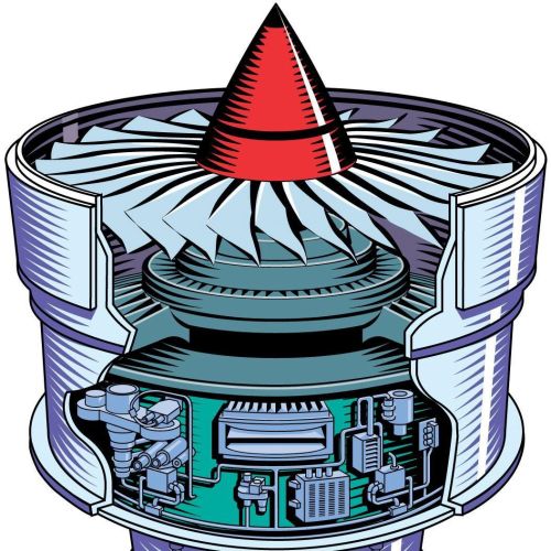 An illustration of a jet engine for Lucas Aerospace