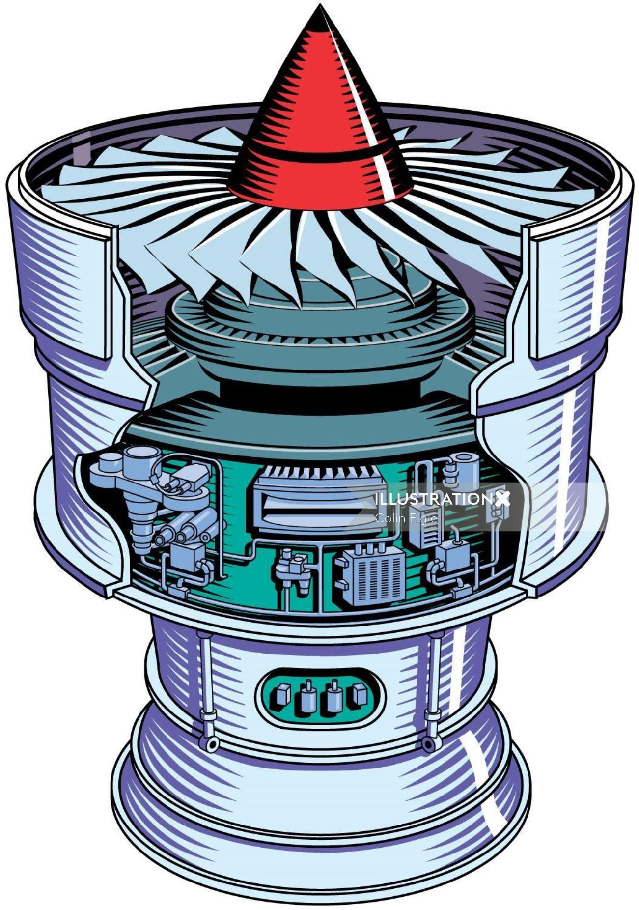 An illustration of a jet engine for Lucas Aerospace