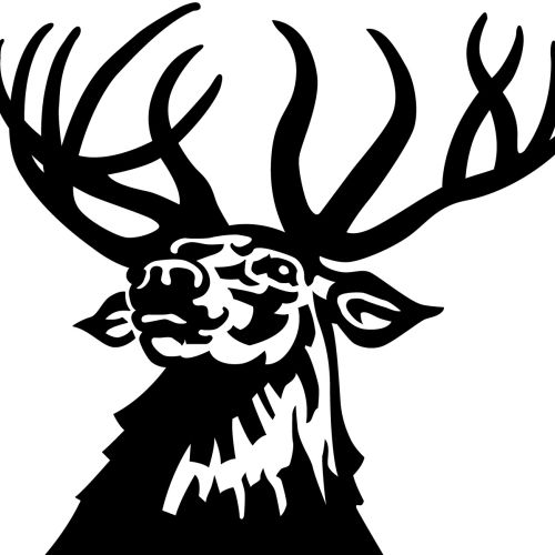 An illustration of black and white stag