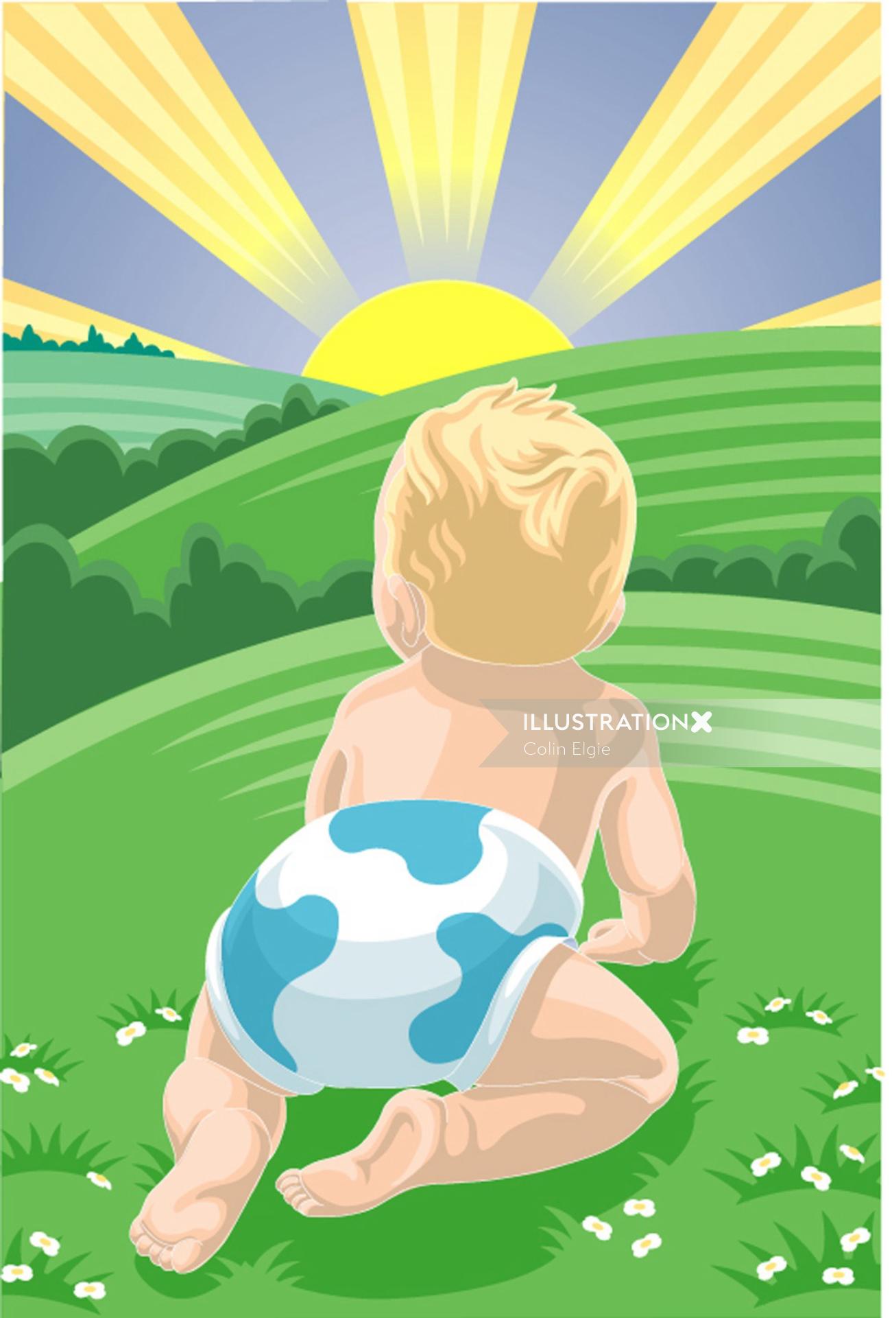Una ilustración de pañales para bebés