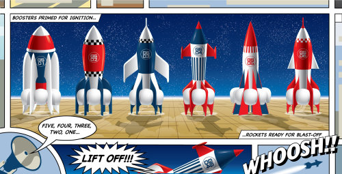 Rocket illustration | Mural style gallery