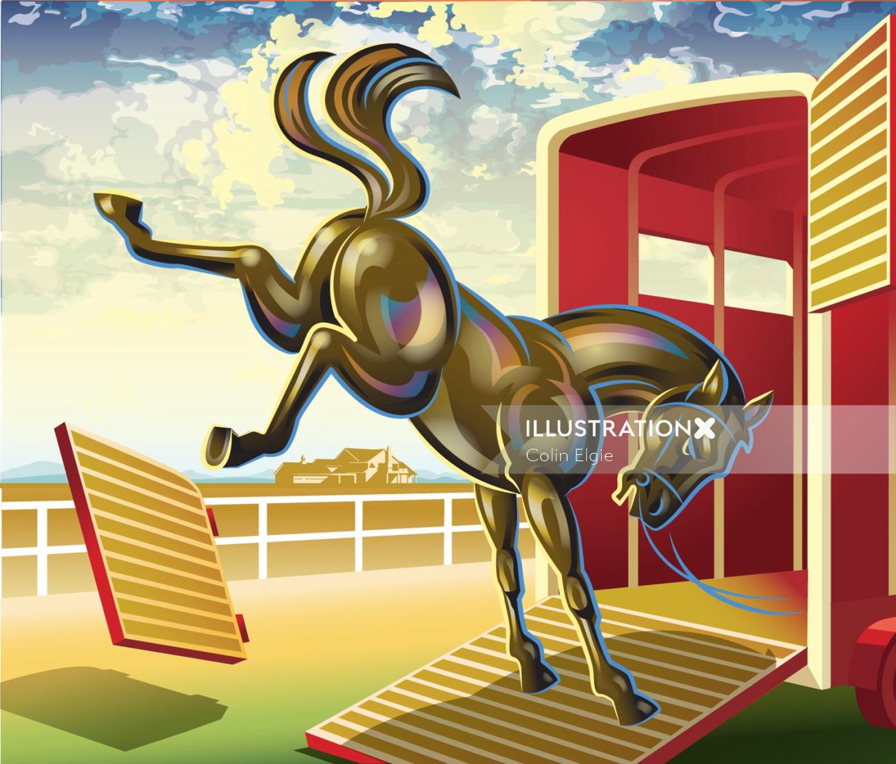 Kicking Horse illustration | Animal style gallery