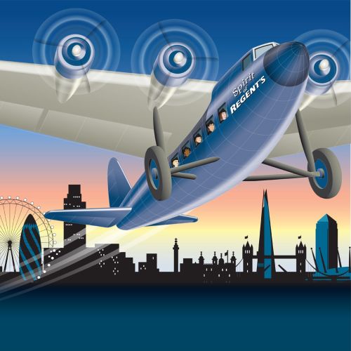 An aeroplane taking off illustration by Colin Elgie
