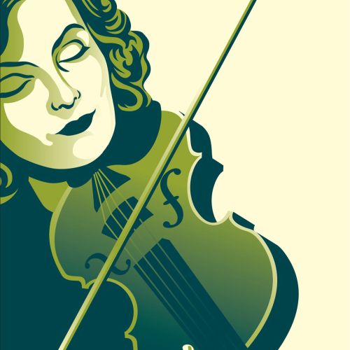 Lady playing violin illustration